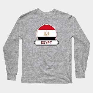 Egypt Country Badge - Egypt Flag Long Sleeve T-Shirt